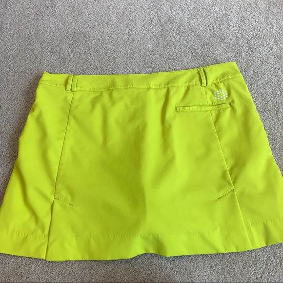 Puma Golf tennis Skort Skirt Neon highlighter yellow Chartreuse Front Pleat XL - Picture 2 of 9